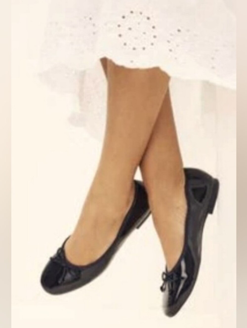 New! Black Patent Leather Ballet Flats with Bow Accent